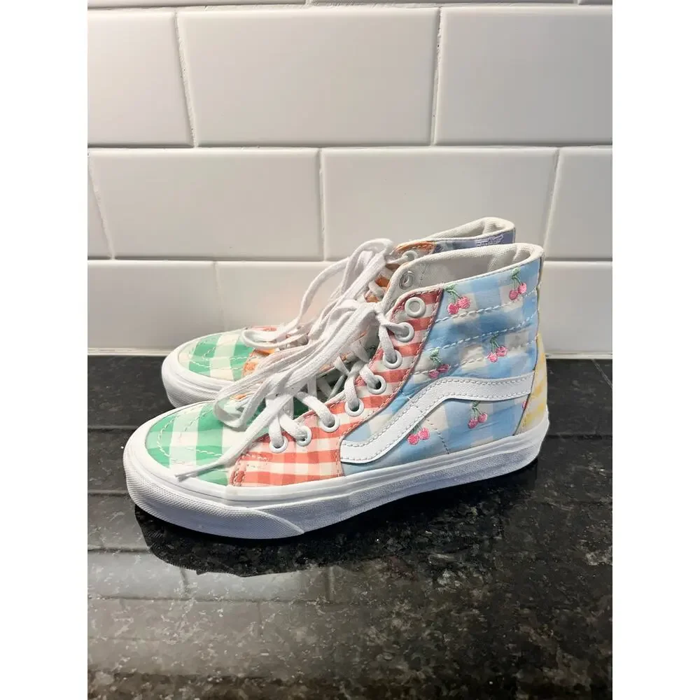 Vans Gingham Cherry Checkerboard High Top Skate Sneakers Multicolor Size M4/W5.5